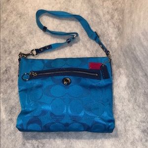 Coach Cobalt Blue Shoulder Bag, Pink interior
